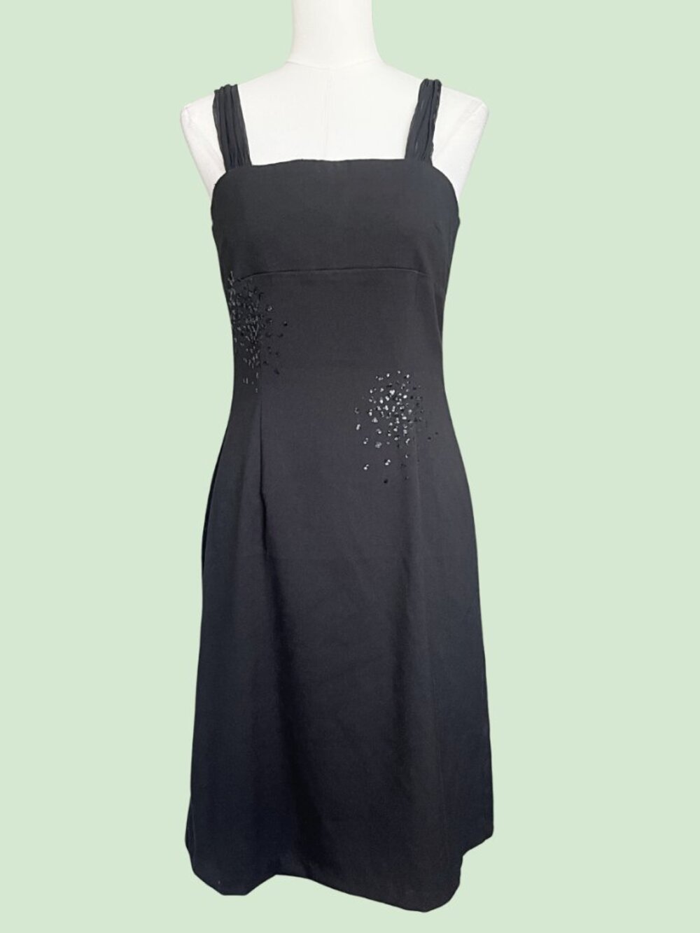 Y2K Anthropologie Ruth Black Beaded Sheath Dress